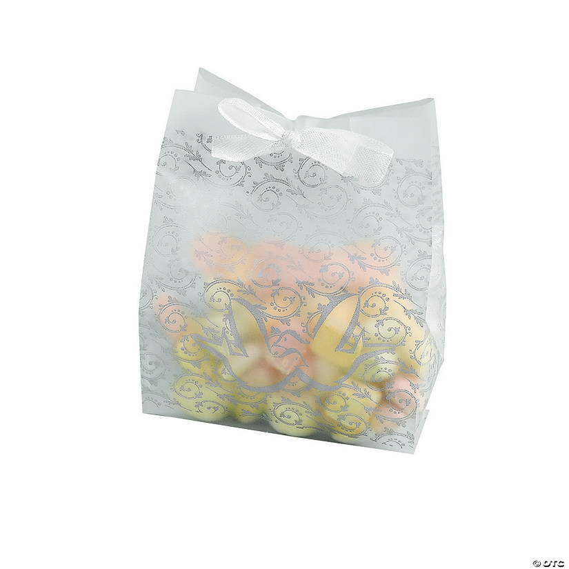 Bulk  48 Pc. Frosted Silver Wedding Treat Bags Image