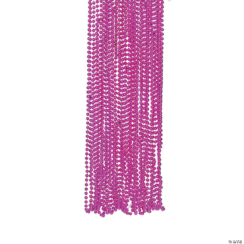 Bulk 48 Pc. Fuchsia Metallic Bead Necklaces Image