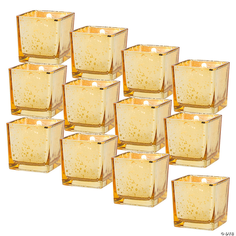 Bulk 48 Pc. Gold-Flecked Square Votive Candle Holders Image