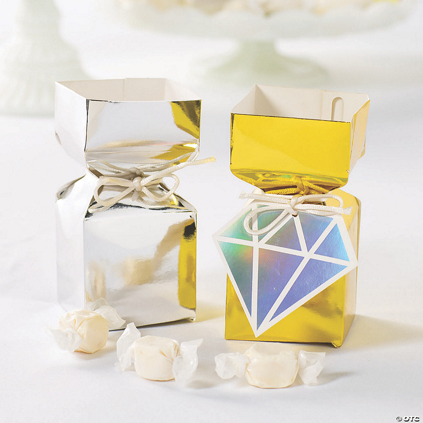 Bulk 48 Pc. Gold Foil Vertical Square Hourglass Favor Boxes Image