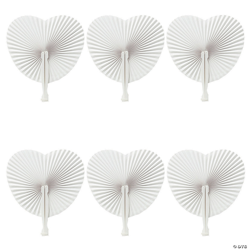 Bulk 48 Pc. Heart-Shaped Folding Fans Image