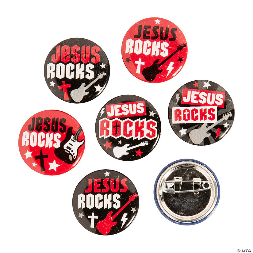 Bulk 48 Pc. Jesus Rocks Mini Buttons Image