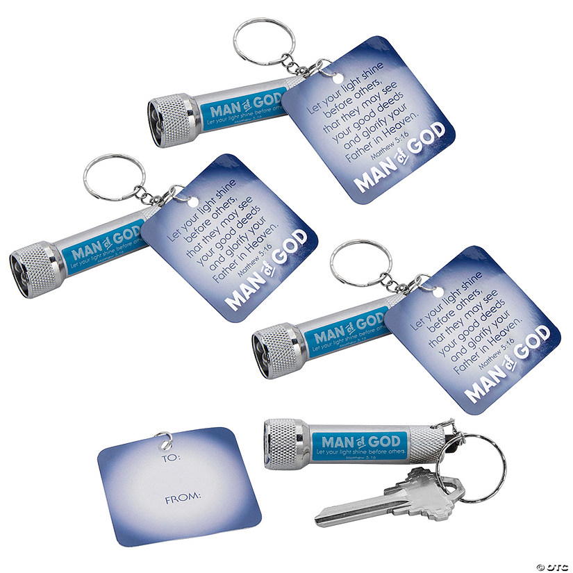 Bulk 48 Pc. Man of God Flashlight Keychains with Card Image