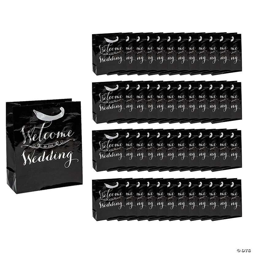 Bulk 48 Pc. Medium Elegant Black Wedding Gift Bags Image