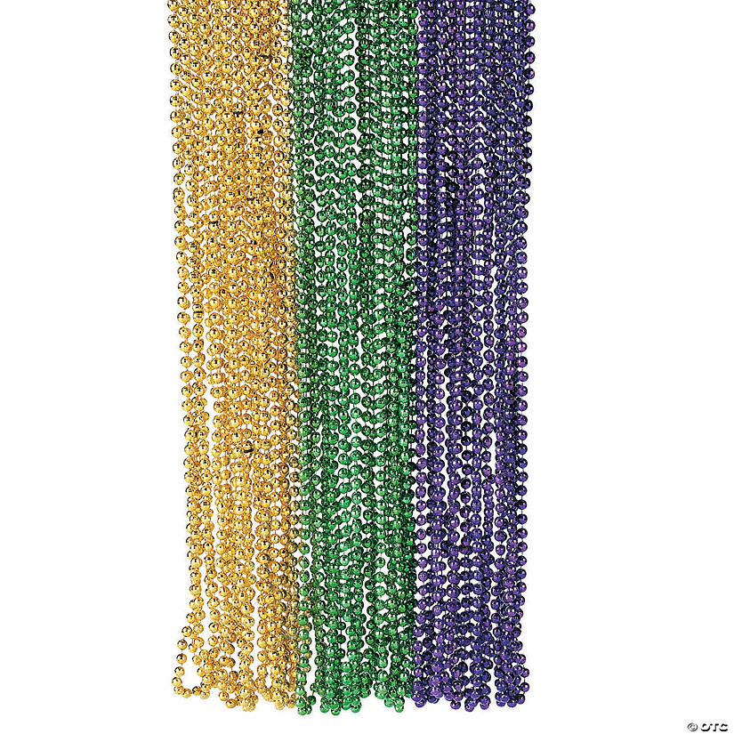 Bulk 48 Pc. Metallic Faceted Mardi Gras Bead Necklaces Image