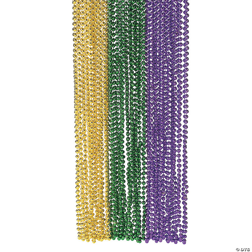 Bulk 48 Pc. Metallic Mardi Gras Bead Necklaces Image