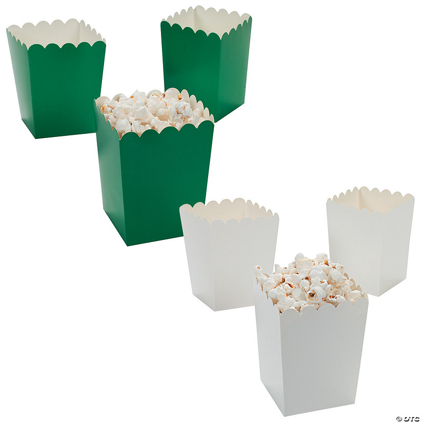 Bulk  48 Pc. Mini Green & White Popcorn Box Assortment Kit Image