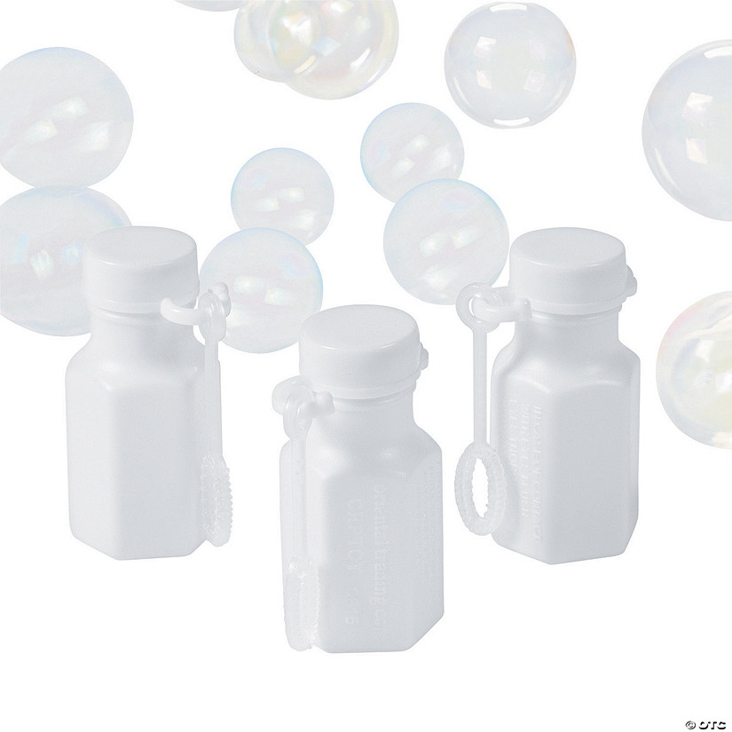 Bulk 48 Pc. Mini Hexagon White Bubble Bottles Image