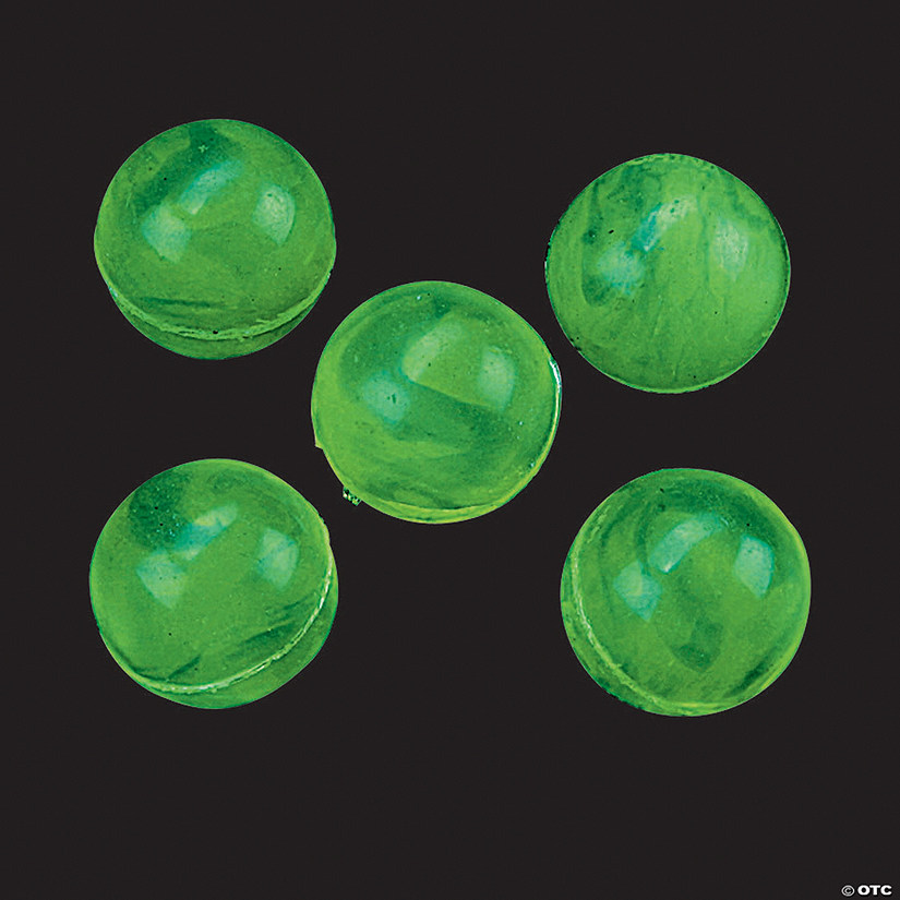 Bulk 48 Pc. Mini Marbleized Glow-in-the-Dark Green Bouncy Balls Image