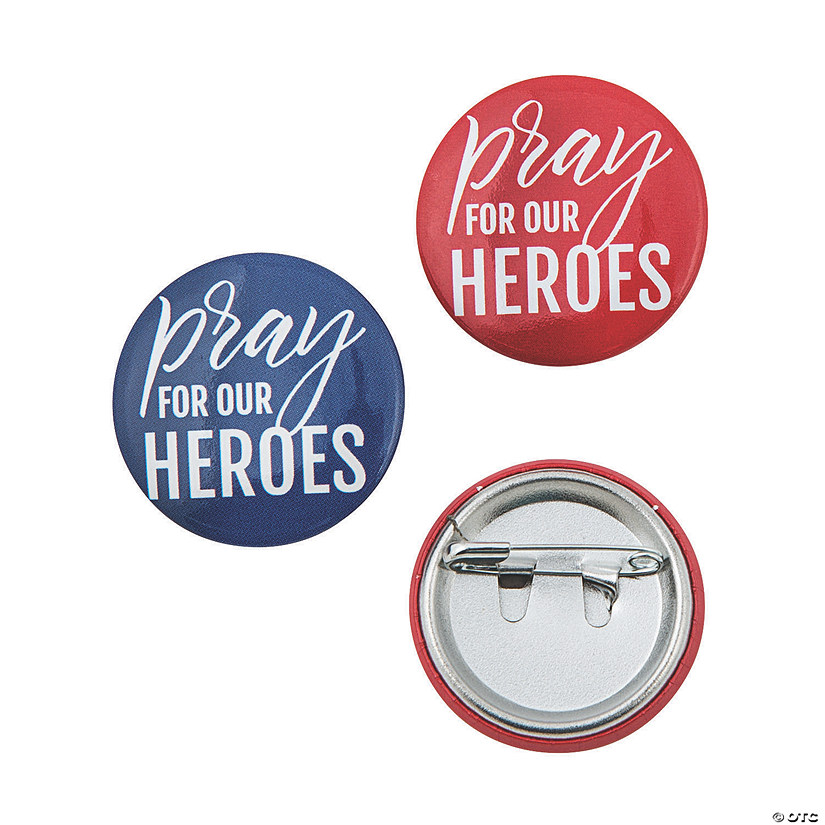 Bulk 48 Pc. Mini Pray for Our Heroes Buttons Image