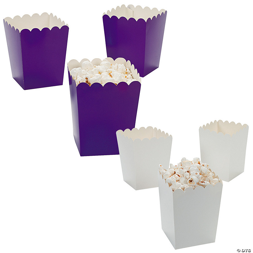 Bulk  48 Pc. Mini Purple & White Popcorn Box Assortment Kit Image