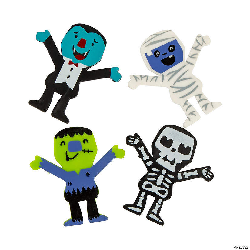 Bulk  48 Pc. Mini Vinyl Skeleton, Mummy, Green Monster, Vampire Halloween Monster Characters Image