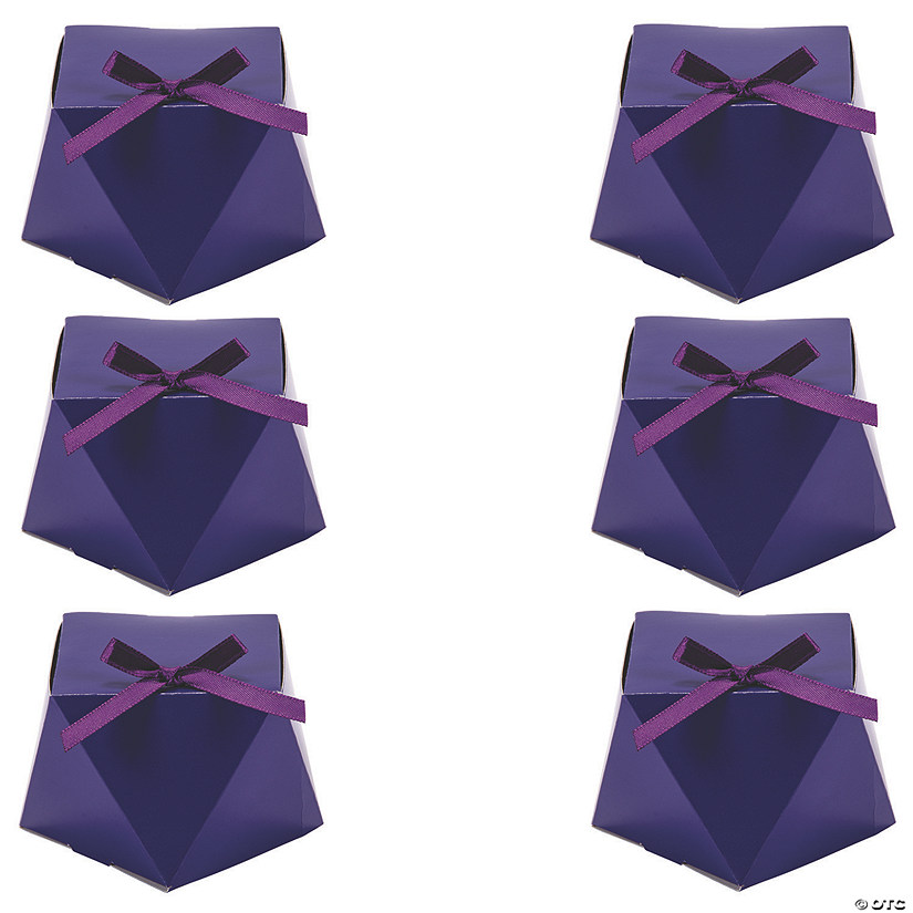 Bulk 48 Pc. Purple Geometric Favor Boxes with Bow Image