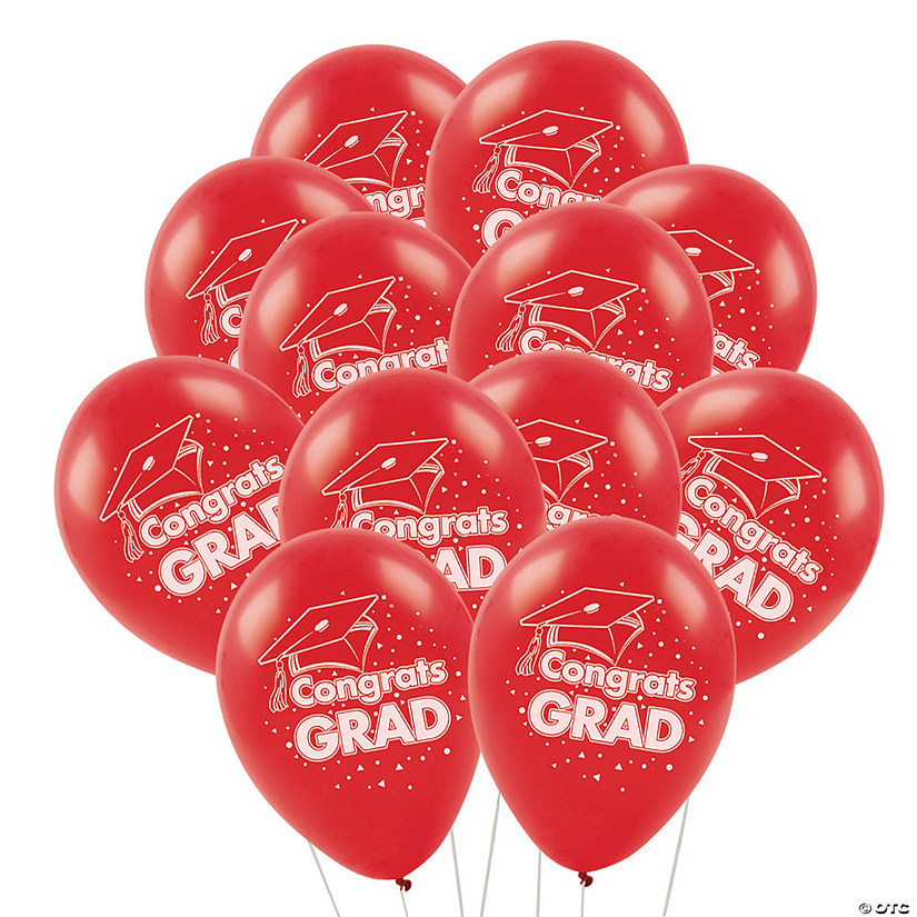 Bulk  48 Pc. Red Congrats Grad 11" Latex Balloons Image