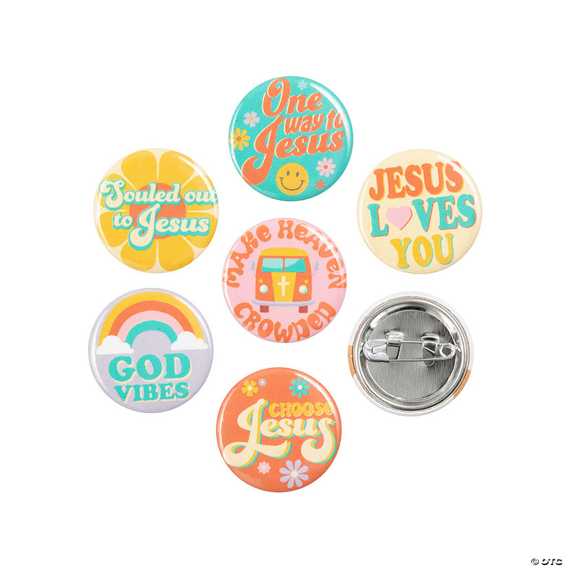 Bulk 48 Pc. Religious Groovy Mini Buttons Image