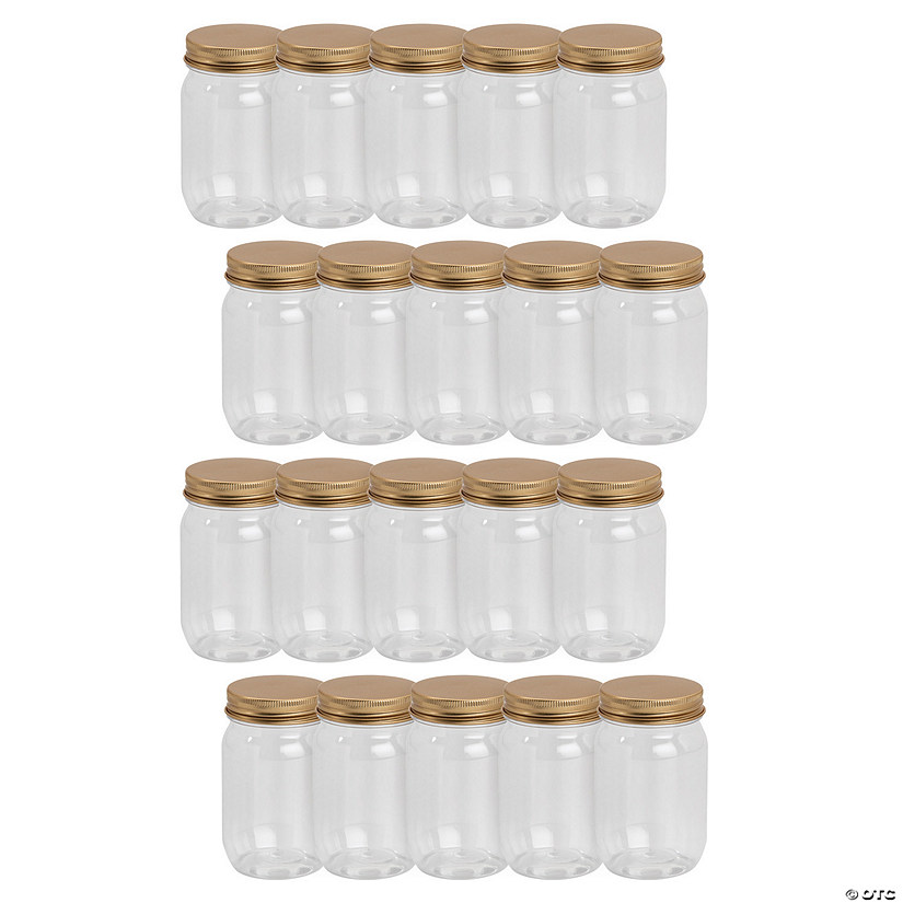 Bulk  48 Pc. Small Plastic Jars with Gold Lid Image