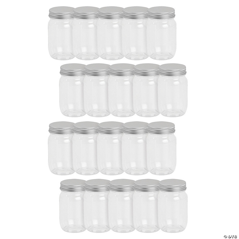 Bulk  48 Pc. Small Plastic Jars with Silver Lid Image