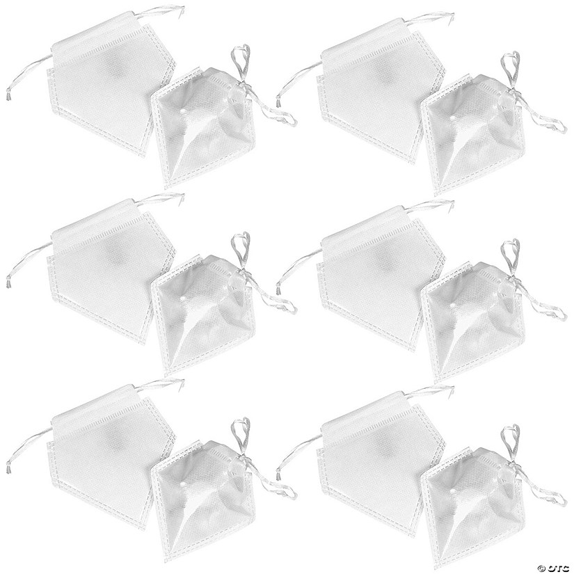 Bulk 48 Pc. White Metallic Drawstring Favor Bags Image