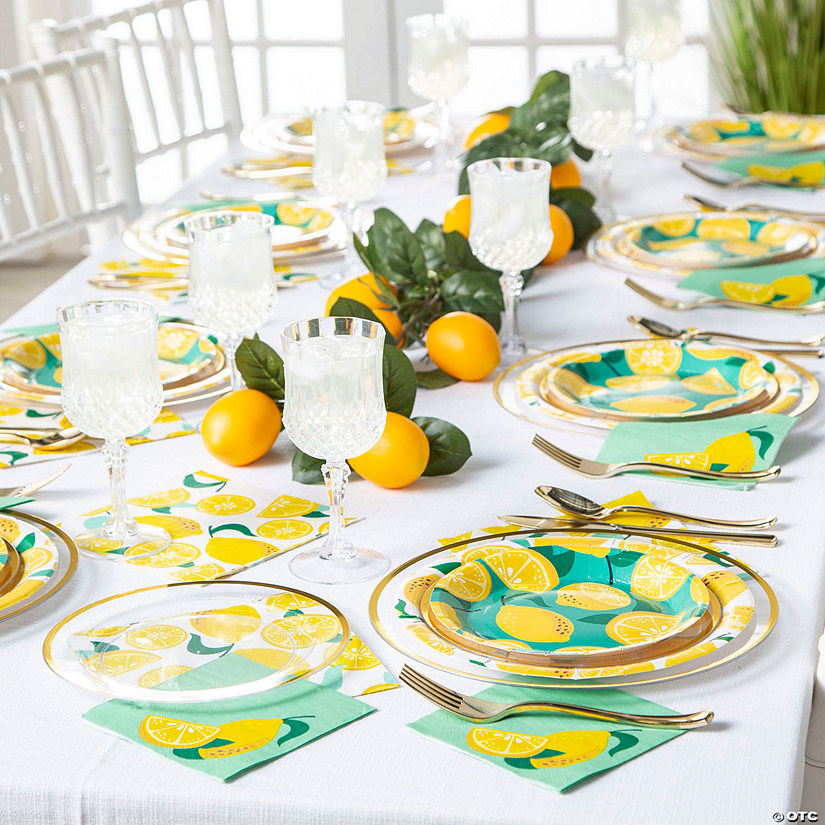 Bulk 484 Pc. Premium Lemon Party Disposable Tableware Kit for 48 Guests Image
