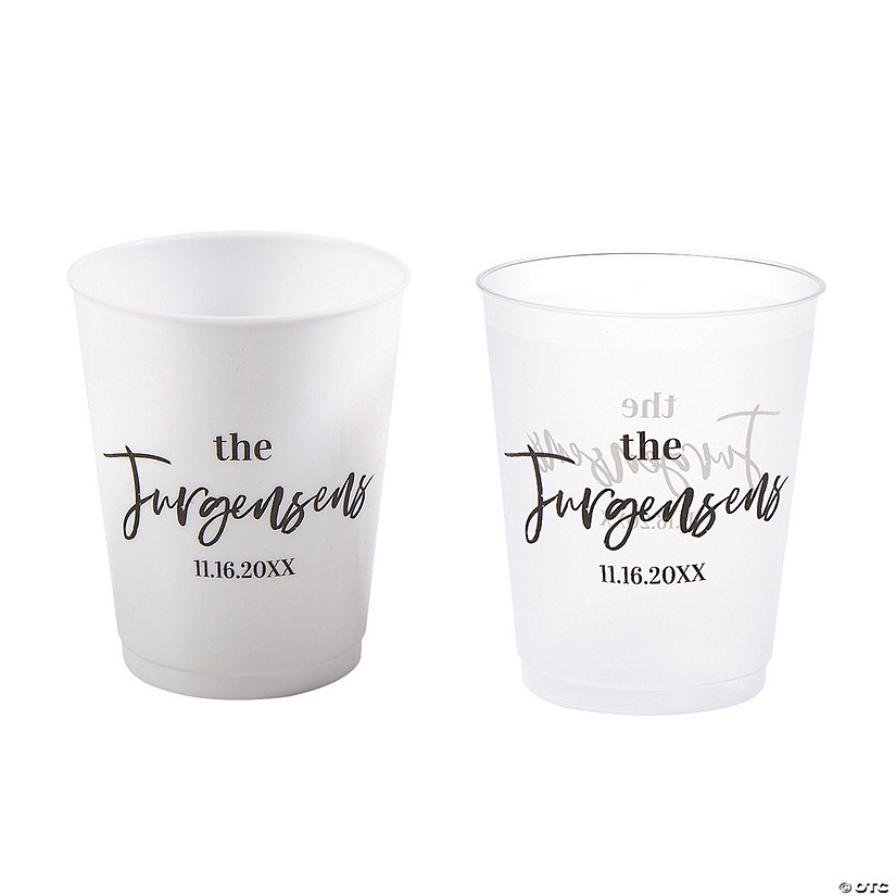 Bulk 50 Ct. 16 oz. Personalized Last Name Double-Sided Reusable Plastic Cups Image
