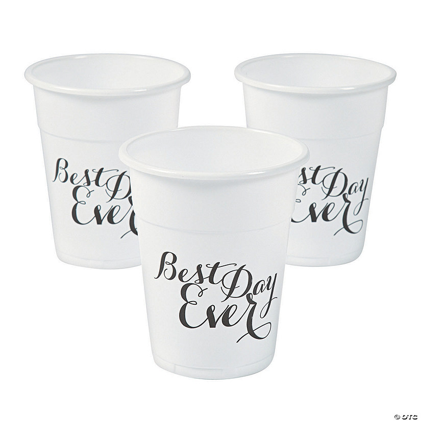 Bulk  50 Ct. Best Day Ever Wedding Plastic Cups Image