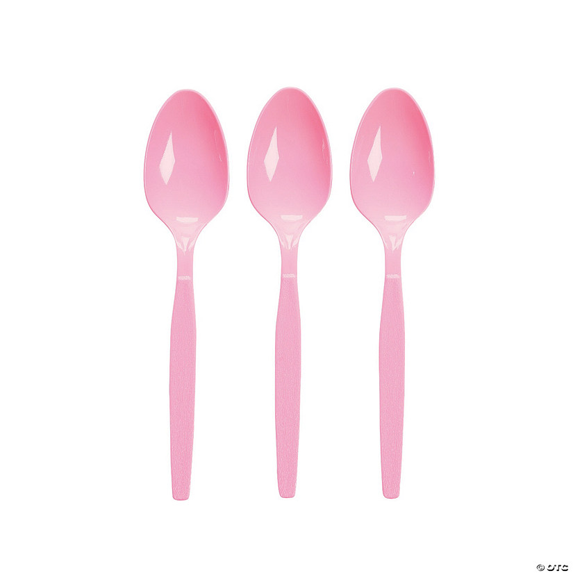 Bulk  50 Ct. Candy Pink Plastic Spoons Image