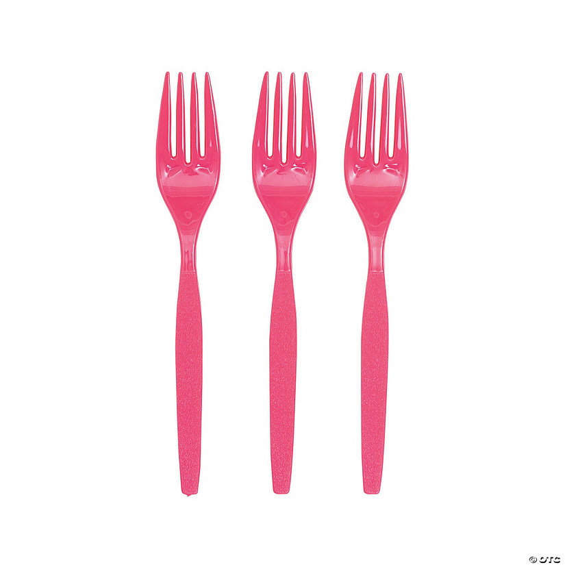 Bulk  50 Ct. Hot Pink Plastic Forks Image