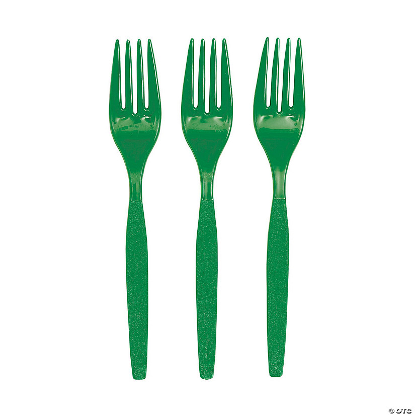 Bulk  50 Ct. Kelly Green Plastic Forks Image