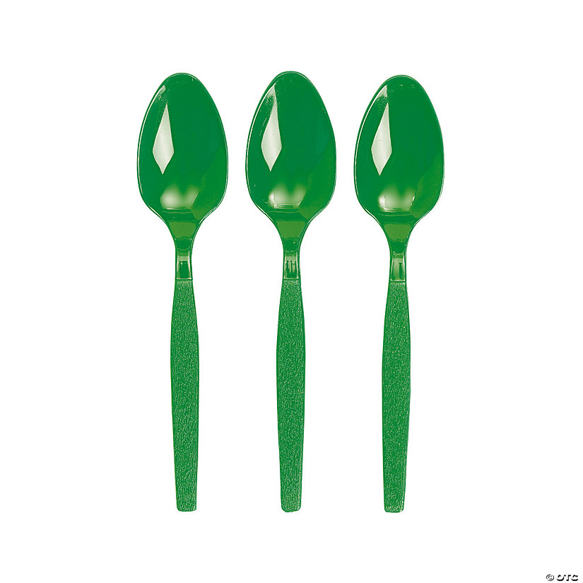 Bulk  50 Ct. Kelly Green Plastic Spoons Image
