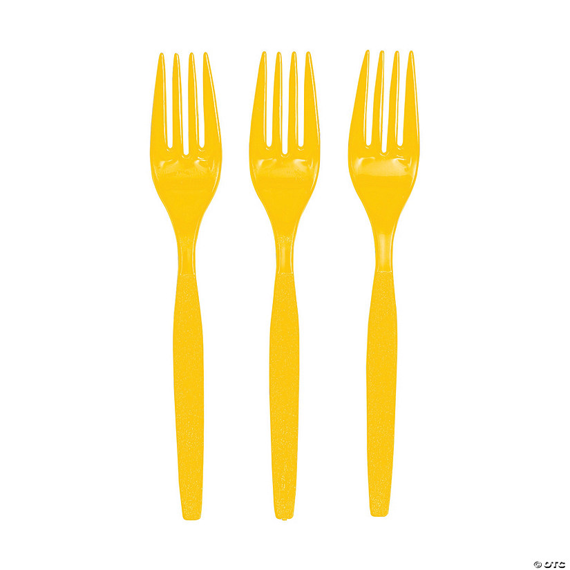 Bulk  50 Ct. Lemon Yellow Plastic Forks Image
