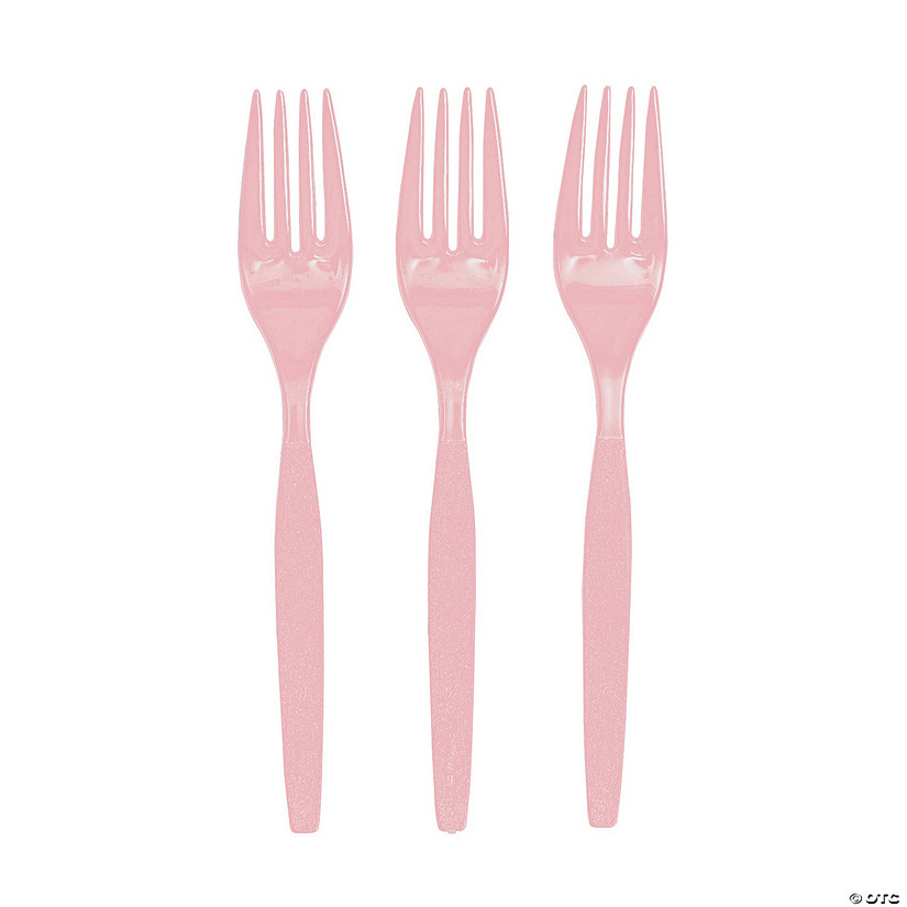 Bulk  50 Ct. Light Pink Plastic Forks Image