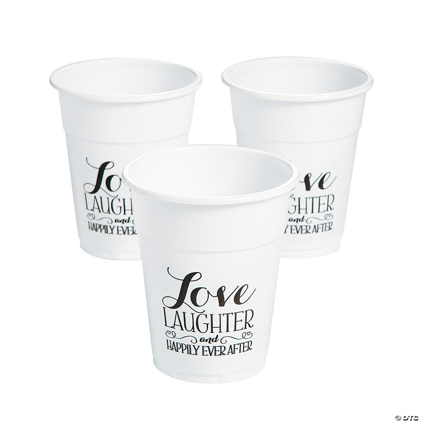 Bulk  50 Ct. Love Laughter & Happily Ever After Plastic Cups Image