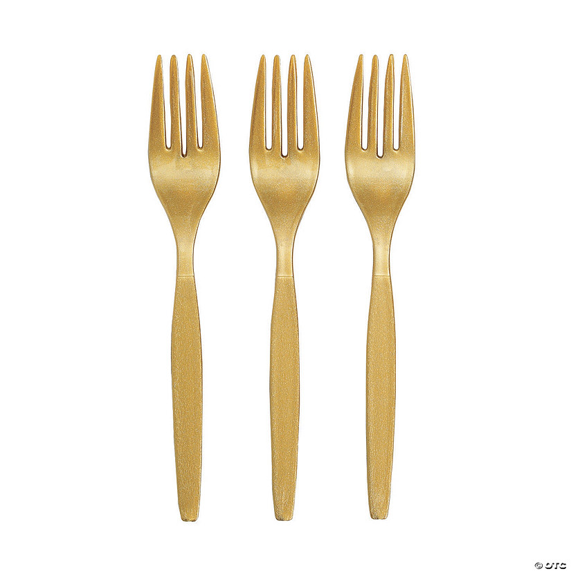 Bulk  50 Ct. Metallic Gold Plastic Forks Image