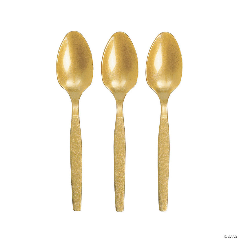 Bulk  50 Ct. Metallic Gold Plastic Spoons Image
