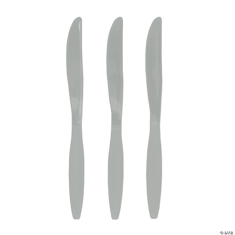Bulk  50 Ct. Metallic Silver Plastic Knives Image