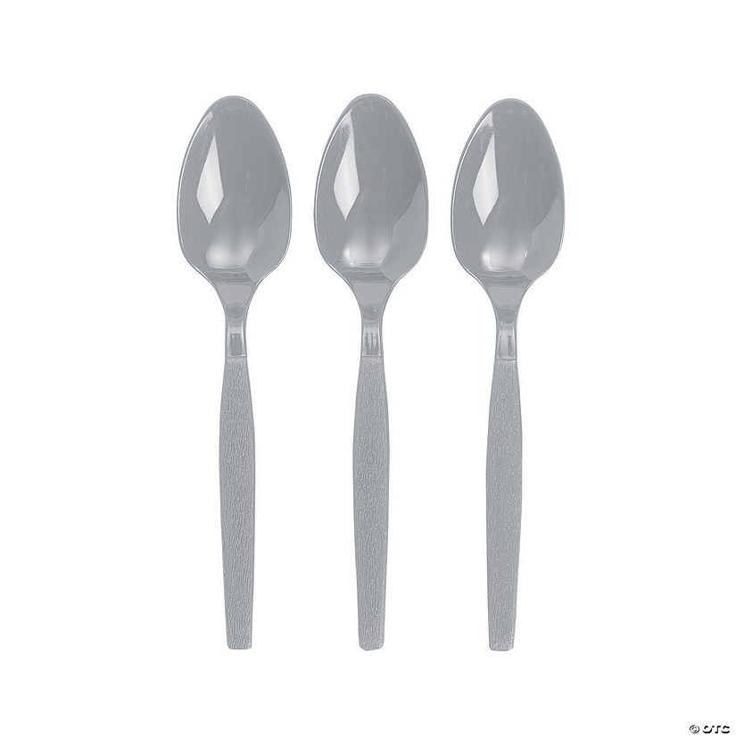 Bulk  50 Ct. Metallic Silver Plastic Spoons Image