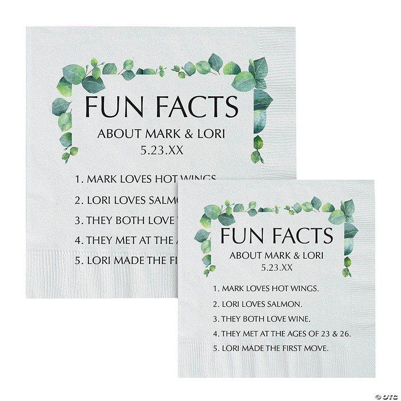 Bulk 50 Ct. Personalized Greenery Fun Facts Napkins Image