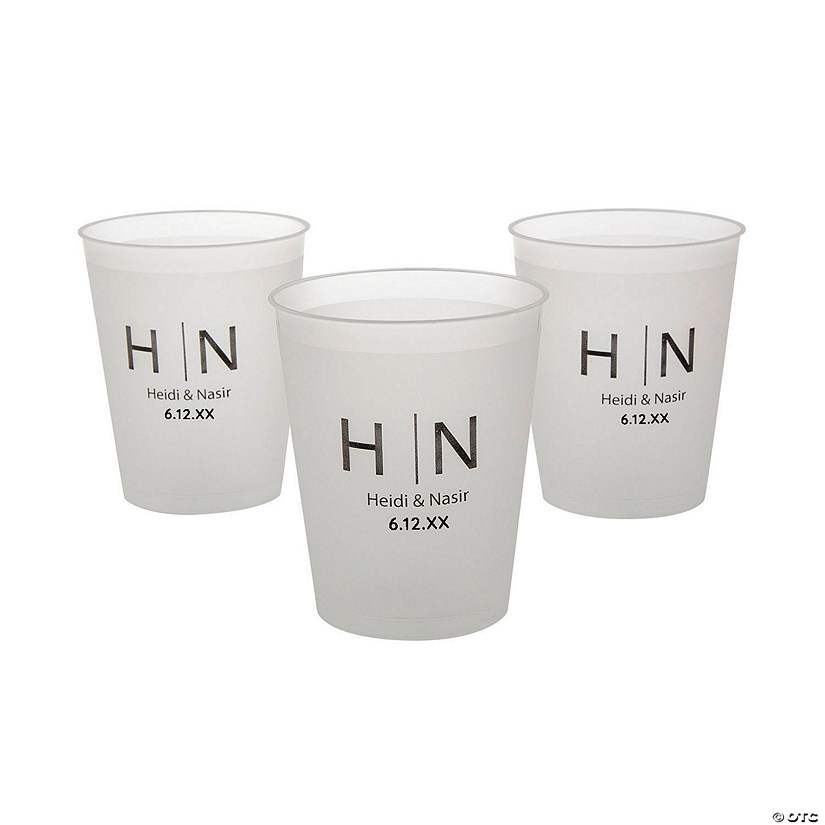 Bulk 50 Ct. Personalized Initials Frosted Cups Image