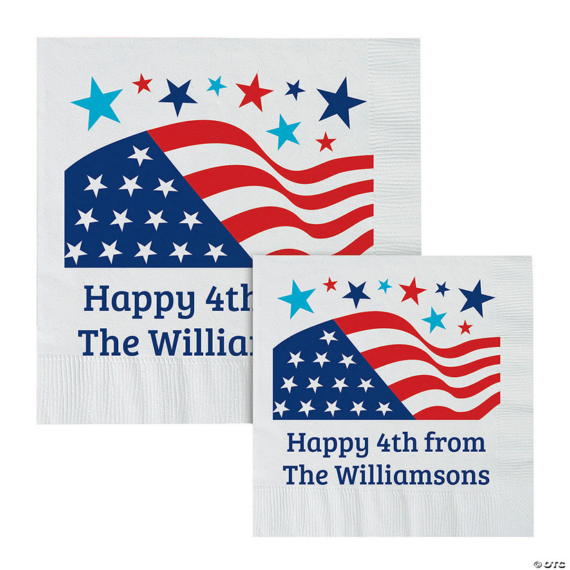 Bulk 50 Ct. Personalized Patriotic American Flag Napkins Image