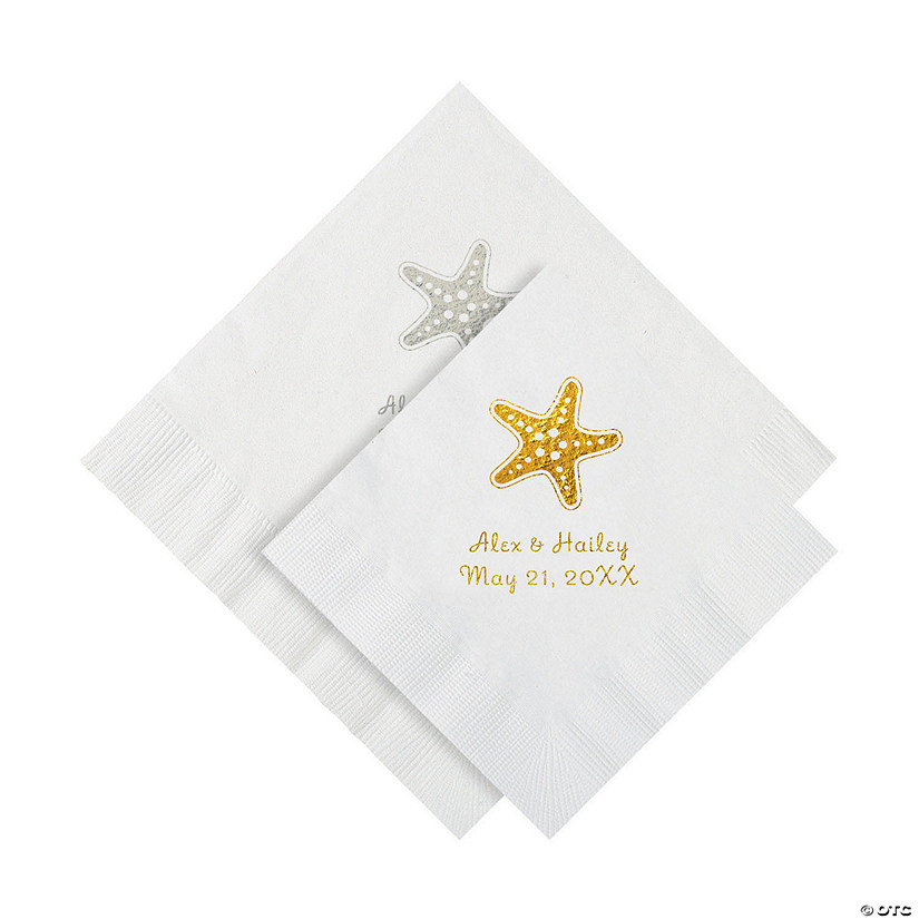 Bulk 50 Ct. Personalized Starfish Beverage or Luncheon Napkins Image