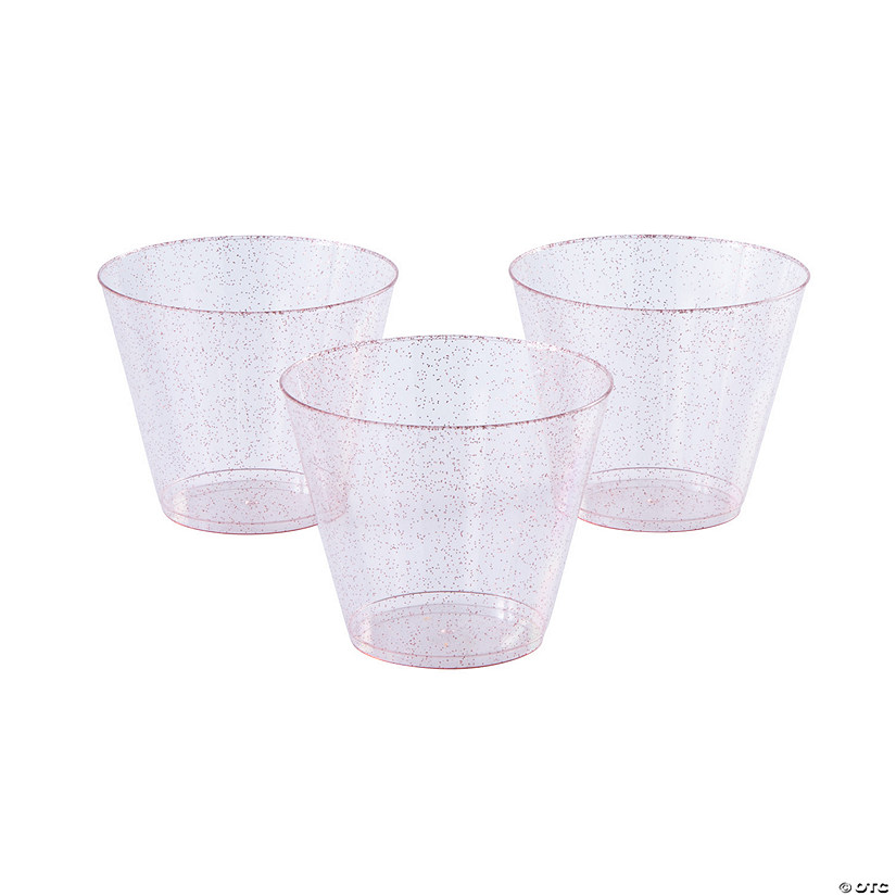 Bulk  50 Ct. Pink Glitter Plastic Cups Image
