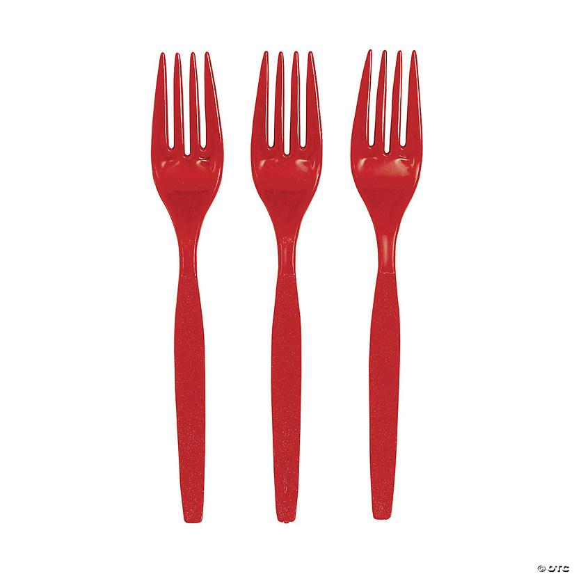 Bulk  50 Ct. Red Plastic Forks Image