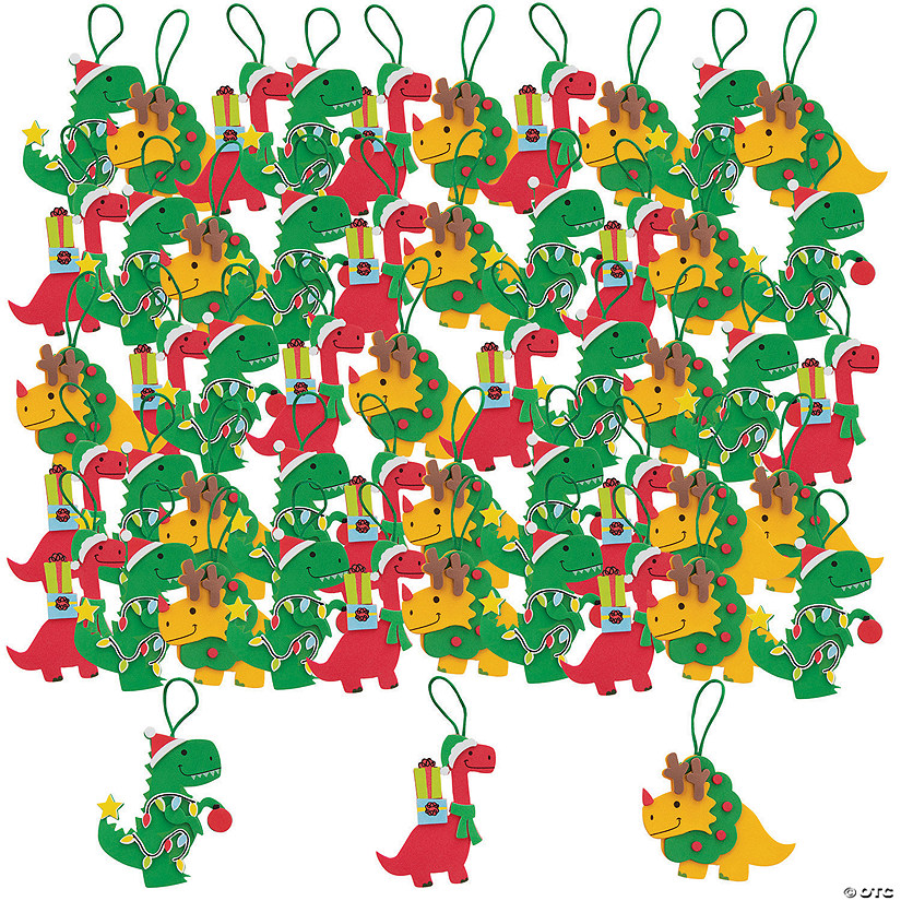 Bulk 50 Pc. Christmas Dino Ornament Craft Kit Image