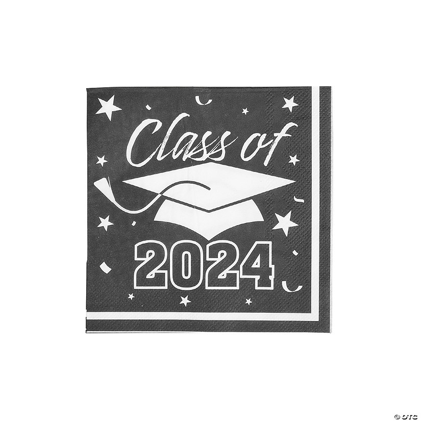 Bulk 50 Pc. Class of 2024 Black Graduation Party Paper Luncheon Napkins Image