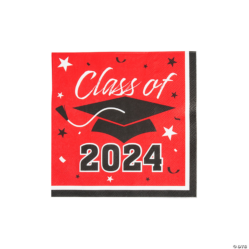 Bulk 50 Pc. Class of 2024 Red Graduation Party Paper Luncheon Napkins Image