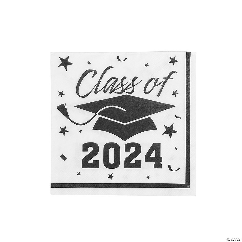 Bulk 50 Pc. Class of 2024 White Graduation Party Paper Luncheon Napkins Image