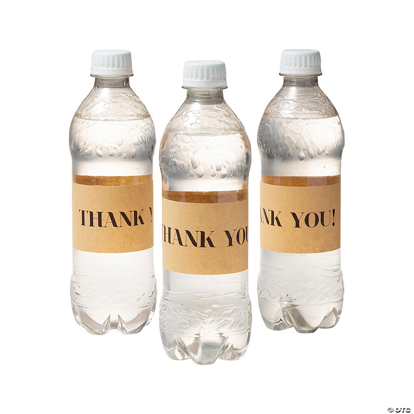 Bulk  50 Pc. Kraft Paper Thank You Water Bottle Labels Image