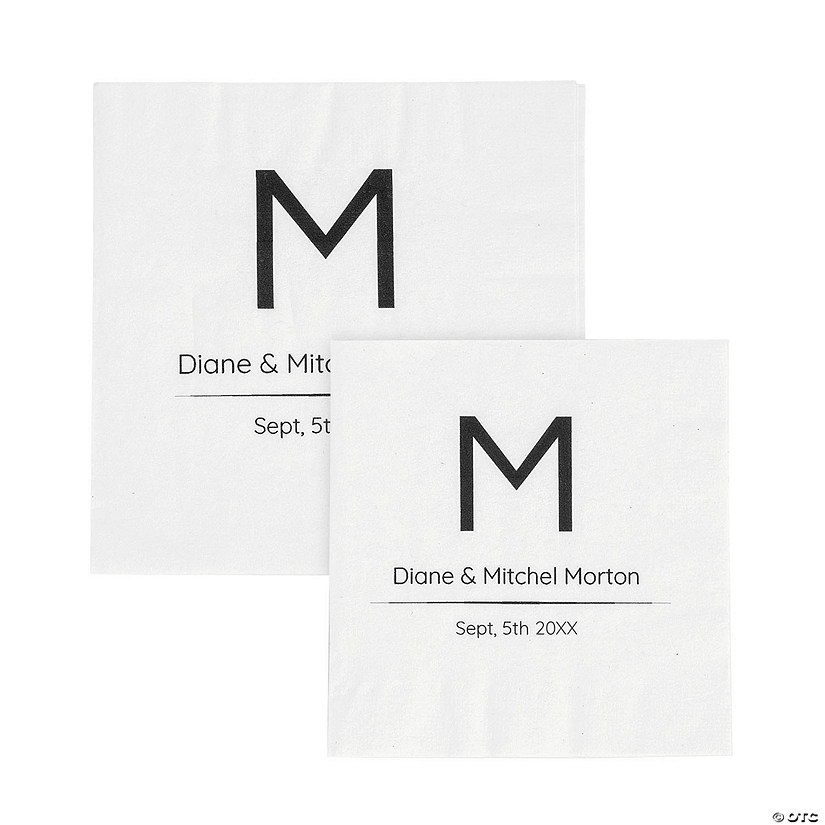 Bulk 50 Pc. Personalized Modern Monogram Napkins Image
