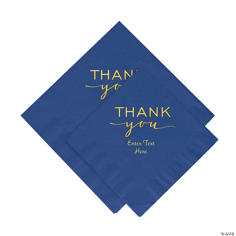 Bulk 50 Pc. Personalized Modern Script Foil Thank You Napkins &#8211; Beverage or Luncheon Image