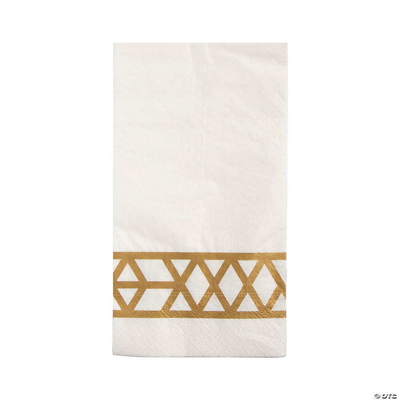 Bulk  50 Pc. Premium White Paper Napkin with Gold Design Image